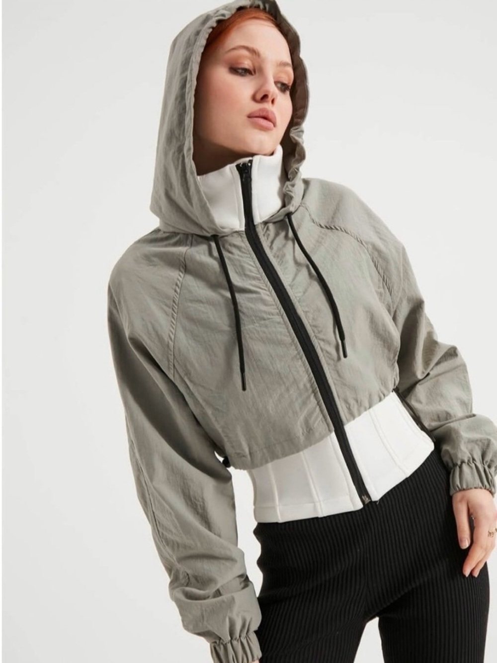 ✨NWOT✨ Zara Hooded Bomber Rain Jacket - Grey